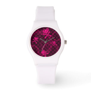 Roze Emo-patroon met cirkels Horloge