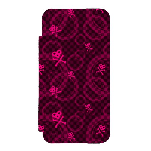 Roze Emo-patroon met cirkels Incipio iPhone Portemonnee Hoesje (Voorkant Agenda)