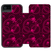 Roze Emo-patroon met cirkels Incipio iPhone Portemonnee Hoesje (Agenda Open)