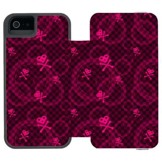 Roze Emo-patroon met cirkels Incipio iPhone Portemonnee Hoesje (Agenda Open)