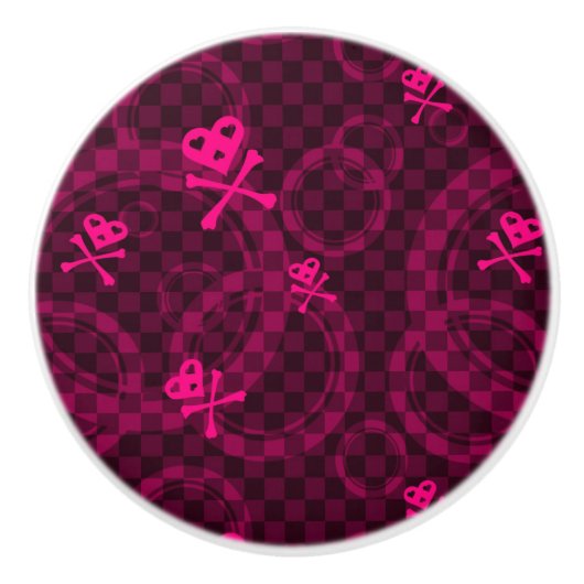 Roze Emo-patroon met cirkels Keramische Knop (Voorkant)