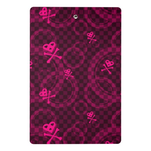 Roze Emo-patroon met cirkels Mini Klembord (Achterkant)