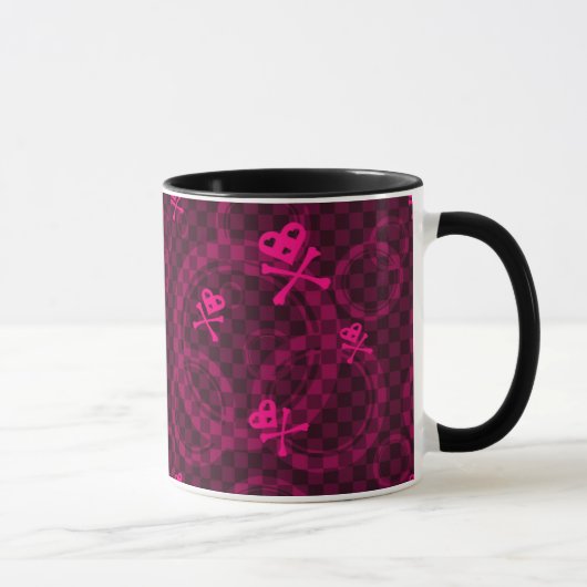 Roze Emo-patroon met cirkels Mok (Rechts)