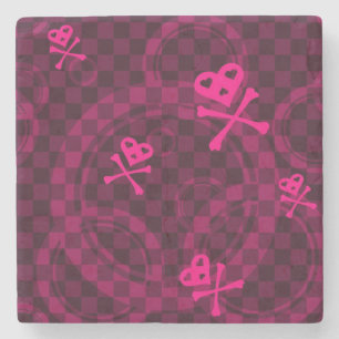 Roze Emo-patroon met cirkels Stenen Onderzetter