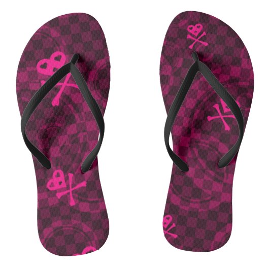 Roze Emo-patroon met cirkels Teenslippers (Voetbed)