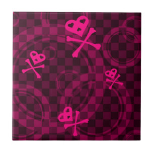 Roze Emo-patroon met cirkels Tegeltje