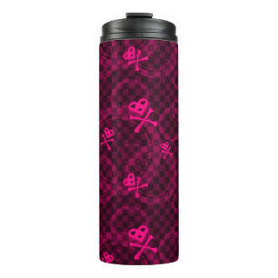 Roze Emo-patroon met cirkels Thermosbeker