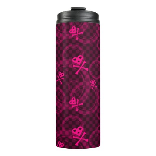 Roze Emo-patroon met cirkels Thermosbeker (Voorkant)