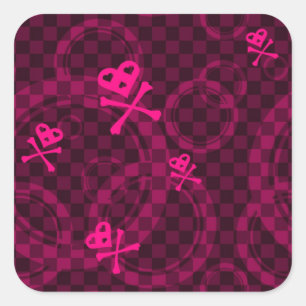 Roze Emo-patroon met cirkels Vierkante Sticker