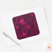 Roze Emo-patroon met cirkels Vierkante Sticker (Envelop)