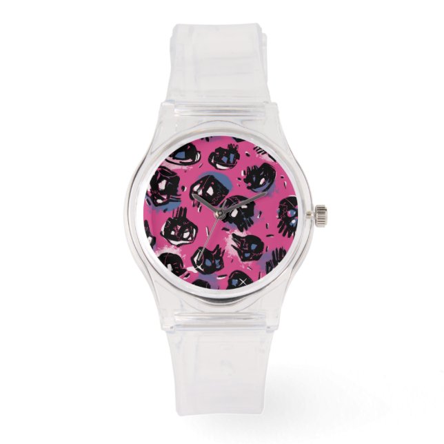 Roze emo scull Accessoires Sieraden Horloges (Voorkant)