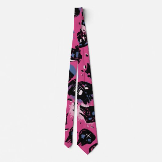Roze emo scull Accessoires Suit Accessoieck Stropd Stropdas (Achterkant)