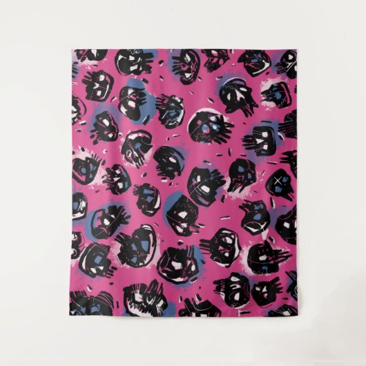 Roze emo scull Wandkunst & Decor Tapestries Wandkleed (Voorkant)