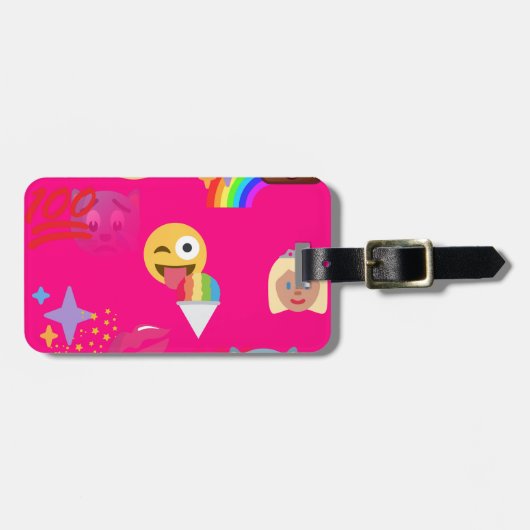 roze emoji bagagelabel (Voorkant horizontaal)