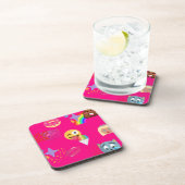 roze emoji bier onderzetter (Rechterzijde)