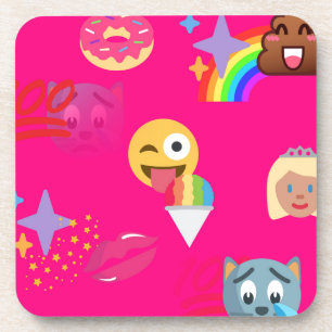 roze emoji bier onderzetter
