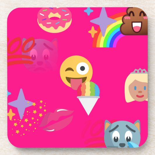 roze emoji bier onderzetter (Voorkant)