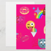 roze emoji briefpapier (Voorkant / Achterkant)