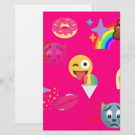 roze emoji briefpapier (Voorkant / Achterkant)