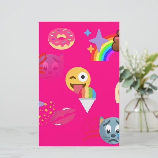roze emoji briefpapier (Staand voorkant)
