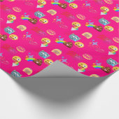 roze emoji cadeaupapier (Hoek)
