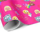 roze emoji cadeaupapier (Rol Hoek)