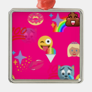roze emoji metalen ornament