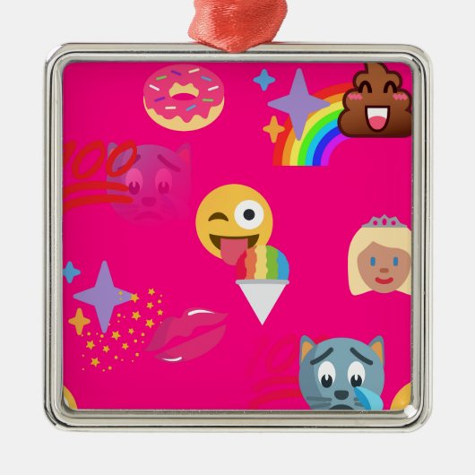 roze emoji metalen ornament (Voorkant)