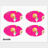 roze emoji ovale sticker (Vel)