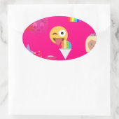 roze emoji ovale sticker (Tas)