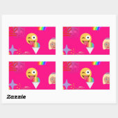 roze emoji rechthoekige sticker (Vel)