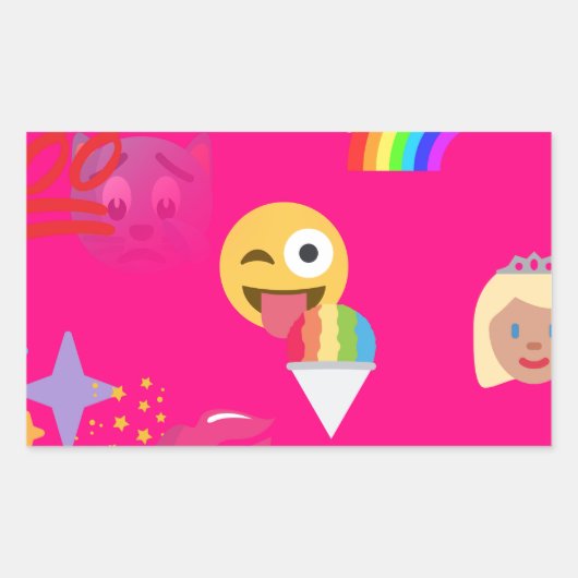 roze emoji rechthoekige sticker (Voorkant)
