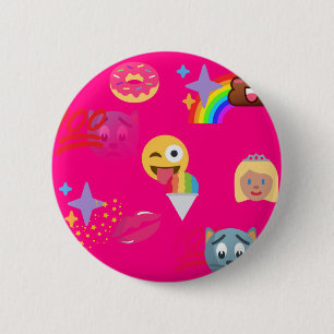 roze emoji ronde button 5,7 cm