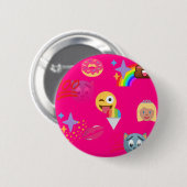 roze emoji ronde button 5,7 cm (Voorkant /achterkant)