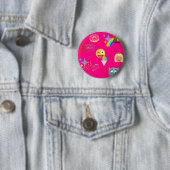 roze emoji ronde button 5,7 cm (In situ)
