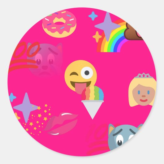 roze emoji ronde sticker (Voorkant)