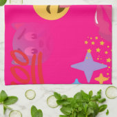 roze emoji theedoek (Gevouwen)