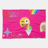 roze emoji theedoek (Horizontaal)