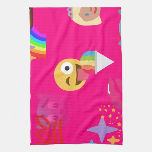 roze emoji theedoek (Verticaal)