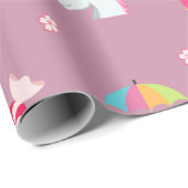 roze emoji unicorns snoepjes bloemen lollipops cadeaupapier (Rol Hoek)