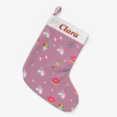 roze emoji unicorns snoepjes bloemen lollipops kleine kerstsok (Voorkant (Hangend))