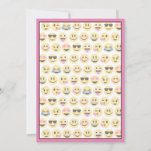 Roze Emoji Verjaardag Uitnodiging (Achterkant)