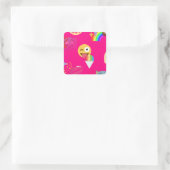 roze emoji vierkante sticker (Tas)