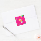 roze emoji vierkante sticker (Envelop)