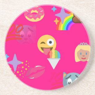 roze emoji zandsteen onderzetter