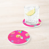 roze emoji zandsteen onderzetter (Zijkant)