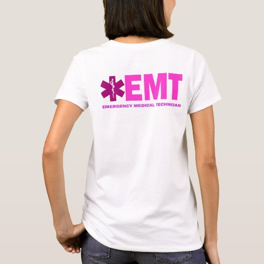 Roze EMT Vrouwenkreeft T-shirt (Achterkant)