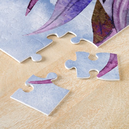 Roze en Amethyst Unicorn moeder en kind Legpuzzel (Zijkant)