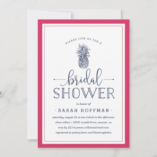 Roze en ananas ananas Bridal Shower Kaart (Voorkant)
