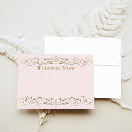  roze en Antiek goudhuwelijk Bedankkaart